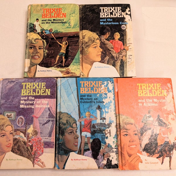 Trixie Belden Books 1970s Ed. Arizona, Heiress, Cobbett's Island, Mysterious Code, Mississippi. Children's Mystery Stories, Girl Detectives