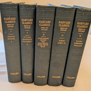 Vintage Harvard Classics Shelf of Fiction - 1917 Literature Set