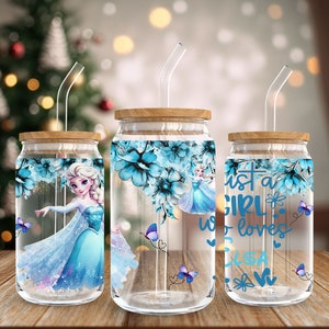 Princess 16oz Libbey Glass Can Wrap Tumbler PNG, Cartoon Movie Tumbler PNG Sublimation, Cartoon Character 16 Oz Libbey Full Wrap Template