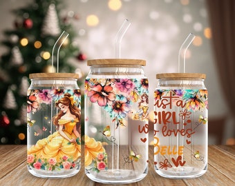 Princess 16oz Libbey Glass Can Wrap Tumbler PNG, Cartoon Movie Tumbler PNG Sublimation, Cartoon Character 16 Oz Libbey Full Wrap Template