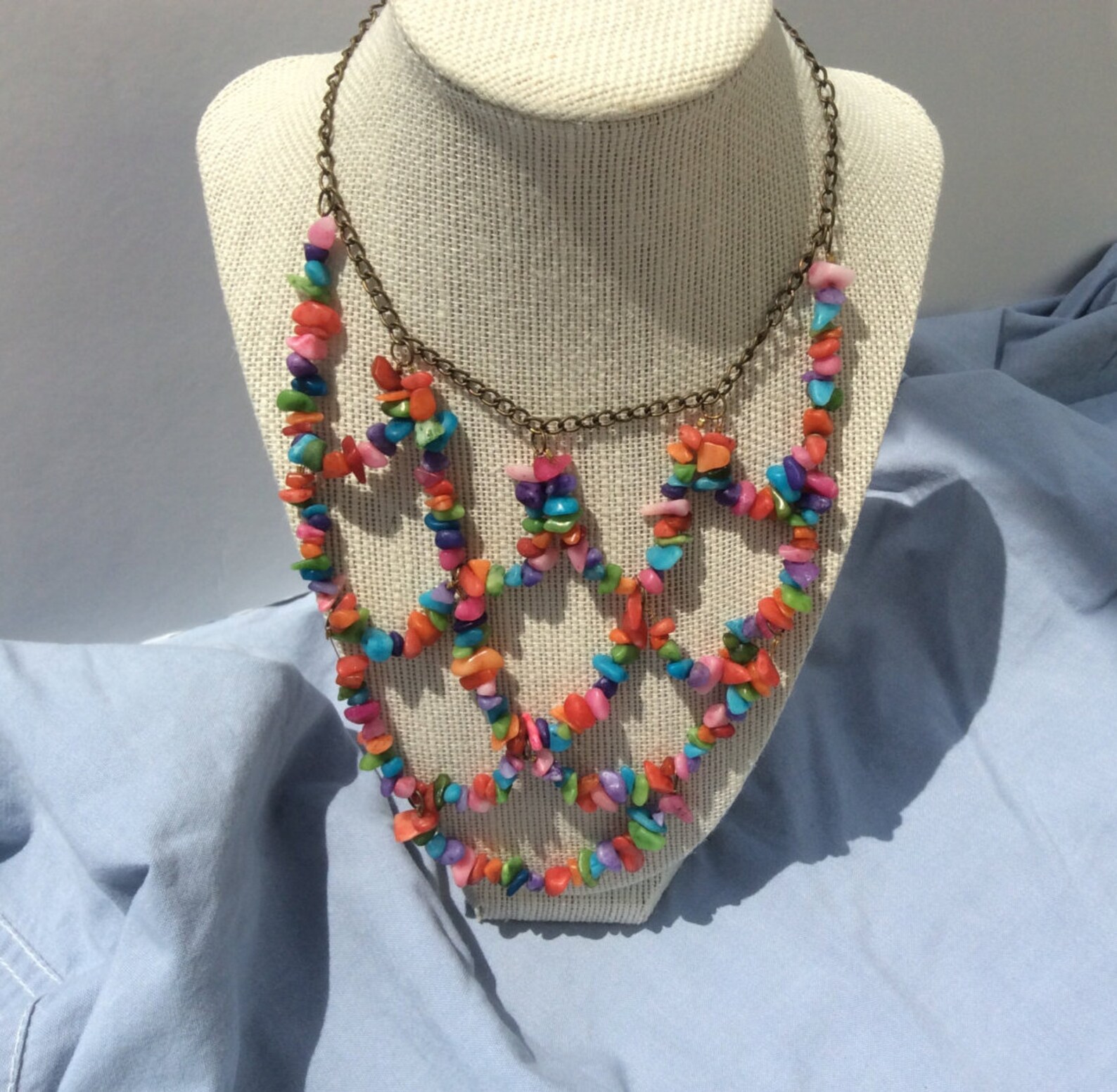 Beaded Bib Necklace Etsy