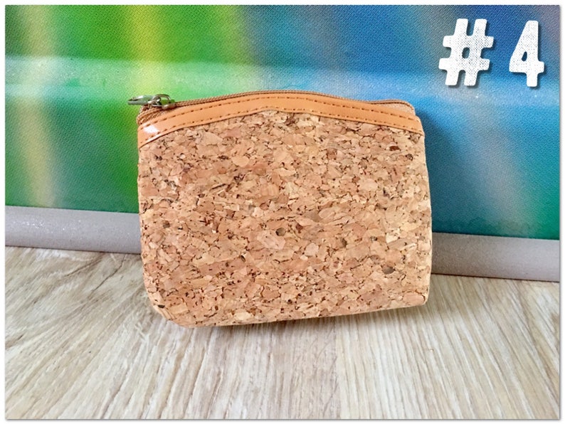 for her,gift idea eco-friendly bag different textures Cork-leather Small soft cork coin purse