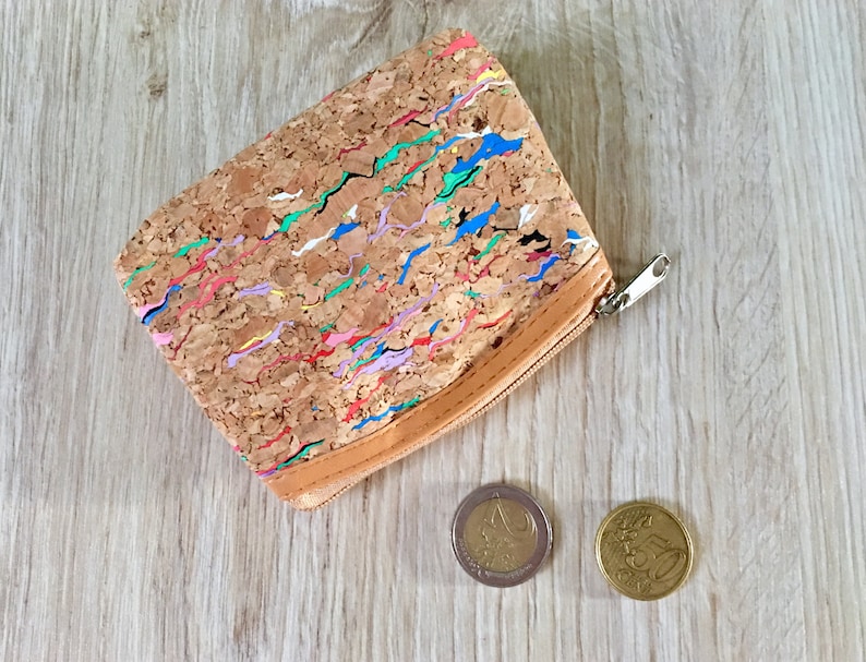 for her,gift idea eco-friendly bag different textures Cork-leather Small soft cork coin purse