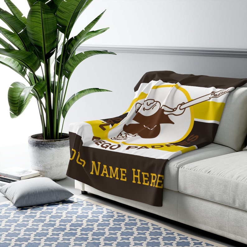 San Diego Brown Sherpa Fleece Blanket Padres Etsy