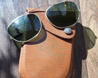 B&L Ray-Ban vintage aviator clip on glasses and case