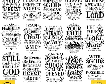 Paquete SVG de versículos bíblicos: citas religiosas cristianas (descarga digital)