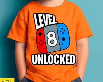 Level 8 Unlocked Birthday Gamer SVG Design (Digital Download)