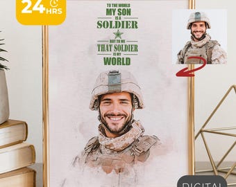Custom Military Portrait from Photo | Personalized Soldier Art (Digital File)