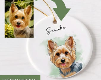 Custom Pet Portrait Ornament, Personalized Dog Memorial Gift