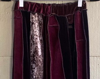 Small Velvet Upcycled Boho Skirt, Eco Fashion,Recycled Clothing