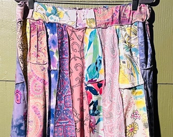 2X Sweet Spring Upcycled Boho Skirt, Eco Fashion,Recycled Clothing