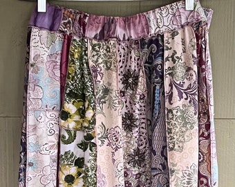 3X Sweet Pink and Purple Boho Upcycled Skirt, Eco Fashion,Recycled Clothing