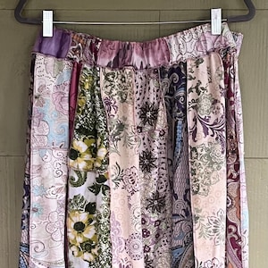 3X Sweet Pink and Purple Boho Upcycled Skirt, Eco Fashion,Recycled Clothing