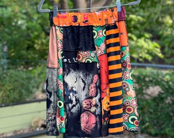 Small Boo! Halloween Upcycled Skirt, Eco Fashion,Recycled Clothing