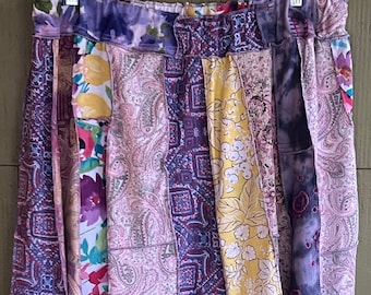 3X Sweet Spring Boho Upcycled Skirt, Eco Fashion,Recycled Clothing