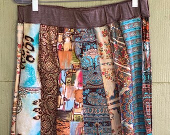 XL Love these Colors Boho Skirt, Eco Fashion,Recycled Clothing