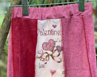 Girls 2T Upcycled Valentines Skirt, Eco Fashion,Recycled Clothing