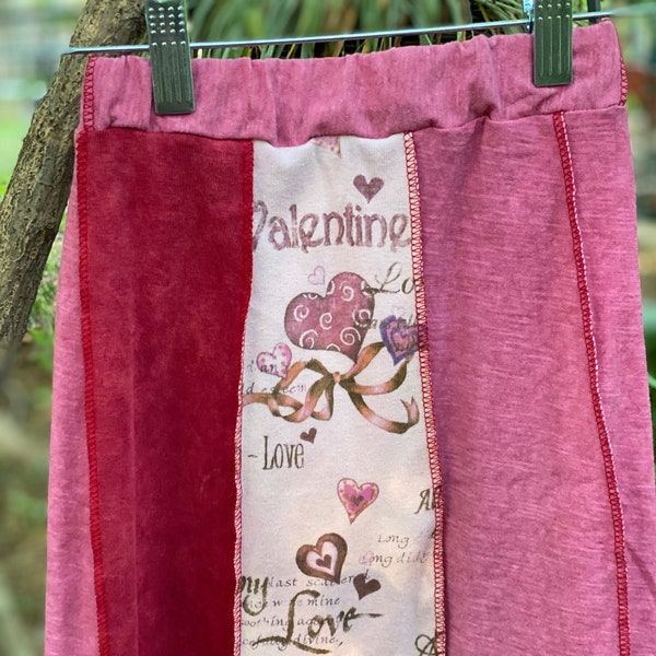 Girls 2T Upcycled Valentines Skirt, Eco Fashion,Recycled Clothing