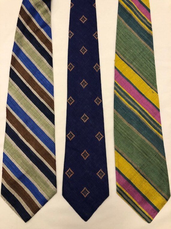 Vintage Mens Ties 100 Raw Silk 80s 90s Etsy