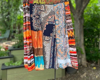 Large Spice Market Upcycled Boho Skirt, Eco Fashion,Recycled Clothing