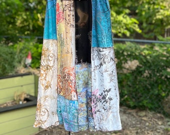 Small Oldy Worldy Prints Upcycled Skirt, Sustainable Fashion,Recycled Clothing