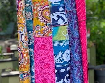3X Pinks Purples and Golds Boho Upcycled Skirt, Eco Fashion,Recycled Clothing