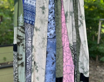 2X Greens Upcycled Boho Skirt, Eco Fashion,Recycled Clothing