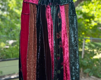 Medium Velvet Upcycled Boho Skirt, Eco Fashion,Recycled Clothing
