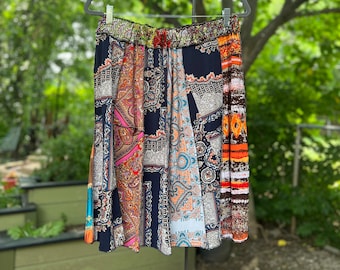 XL Spice Market Upcycled Boho Skirt, Eco Fashion,Recycled Clothing