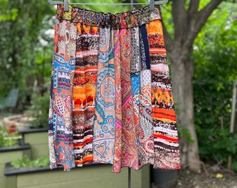 2X Spice Market Upcycled Boho Skirt, Eco Fashion,Recycled Clothing