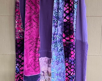 2X Pinks and Purples Upcycled Boho Skirt, Eco Fashion,Recycled Clothing