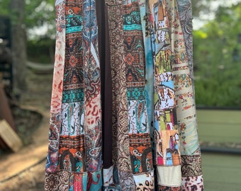 3X Love These Colors Brown Boho Upcycled Skirt, Eco Fashion,Recycled Clothing