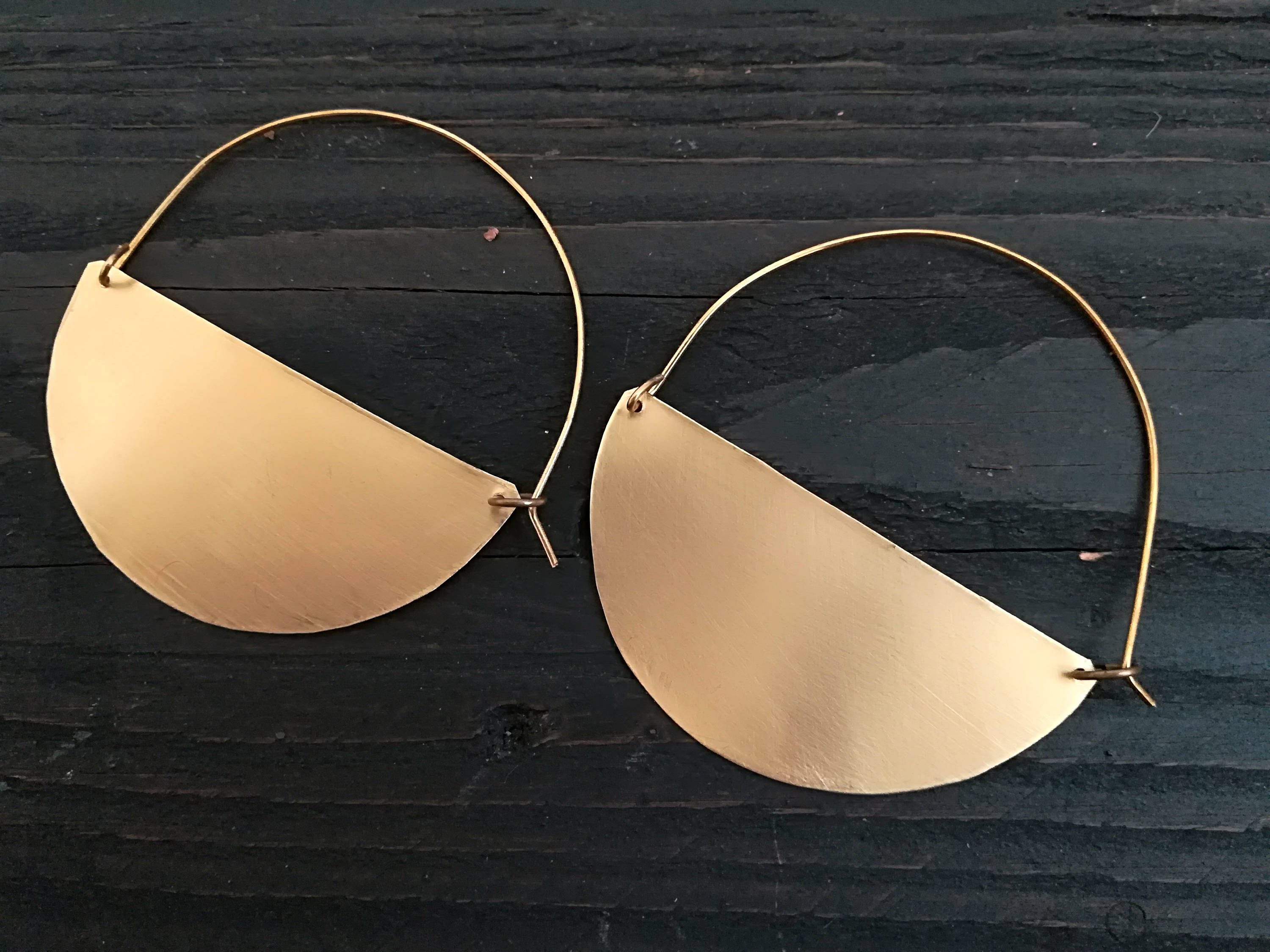 Oversize Gold Hoop Earrings Half Circle Hoop Earrings Brass Etsy