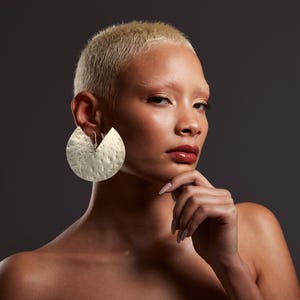 African big silver earrings, Ethnic earrings, Statement hoop earrings, Hammered silver earrings, Chunky earrings, Oversized silver earrings