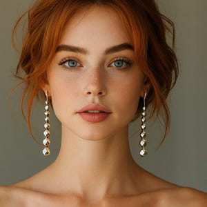 Long Silver Drop crystal earrings, Elegant Statement Earrings, Wedding, Chic Glamour, Evening Glam jewelry, gift for her