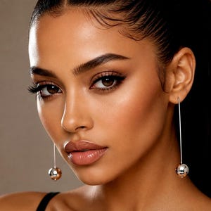 Boucles d'oreilles pendantes minimalistes en lingot d'argent avec perle, boucles d'oreilles en argent 925, bijoux pendants lingots modernes, boucles d'oreilles délicates en argent avec boule en argent