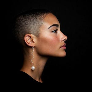 Boucles d'oreilles en perles, longues boucles d'oreilles en barre d'argent, accessoire moderne léger, 925 crochets, goutte élégante, boucles d'oreilles géométriques en style simple