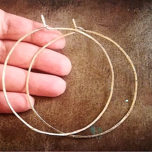 Minimalist silver hoop earrings, silver hammered earrings, large hoop earrings, simple hoop earrings, bohemian hoop earrings, gift for her