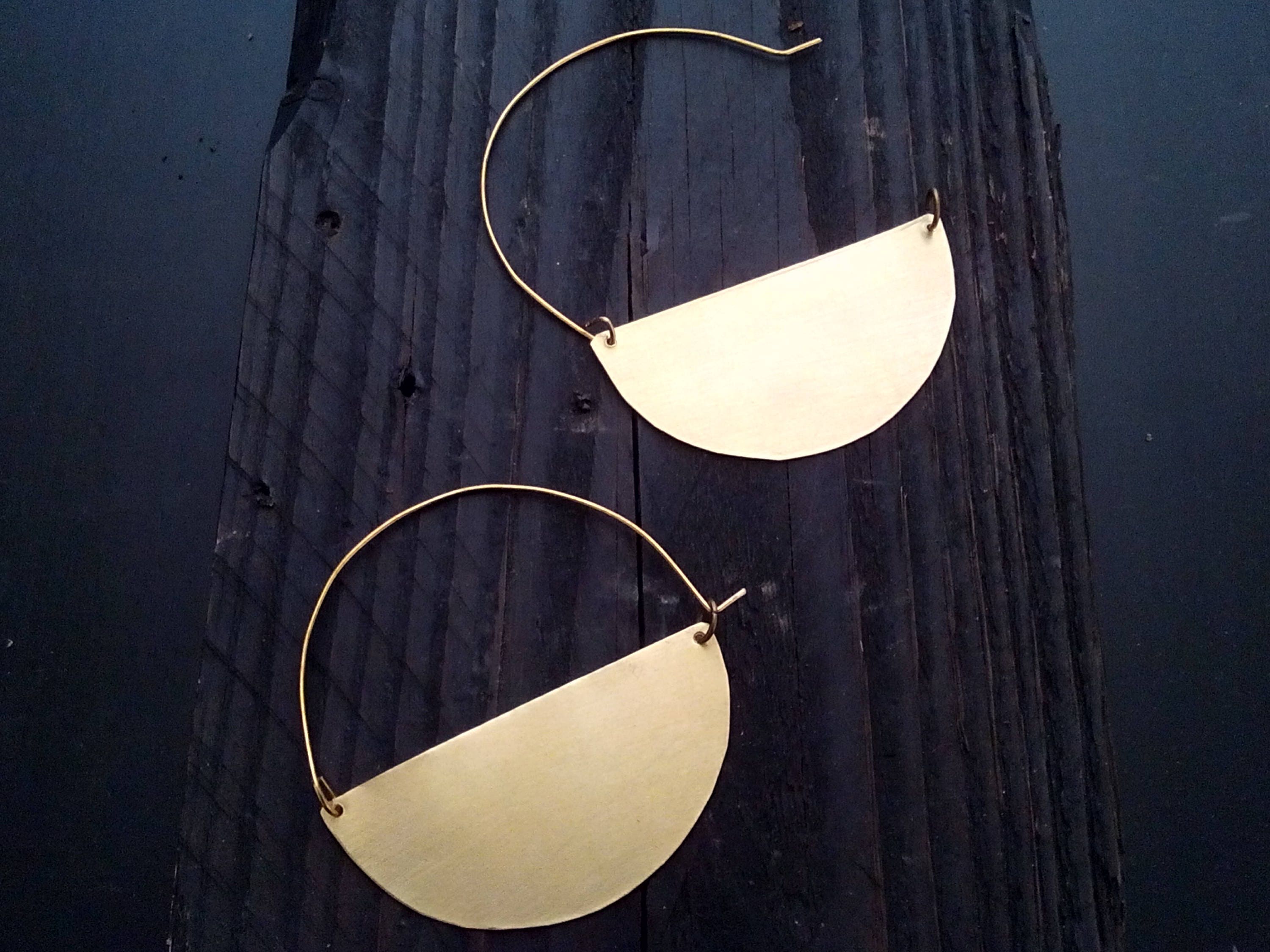 Oversize Gold Hoop Earrings Half Circle Hoop Earrings Brass Etsy