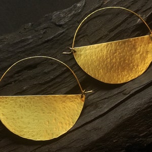 Brass hoop earrings, half circle hoop earrings, big hoop earrings, minimal hoops, half moon earrings, boho hoops, geometric hoops