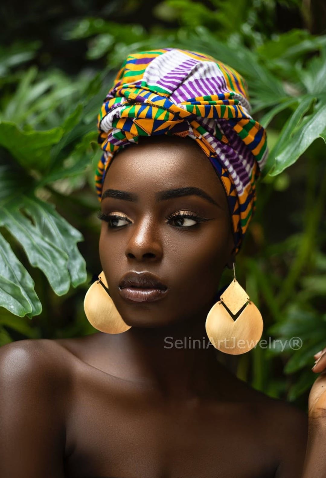 Large African Earrings Ethnic Gold Earrings Gold Hoop Earrings
