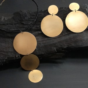 Bohemian Brass Necklace and Earrings Set, Ethnic Dangle Earrings