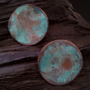 Patina post earrings, copper earrings earrings, bohemian earrings, vintage earrings, moon earrings, birthday gift, copper stud earrings