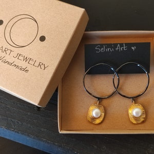 Sterling silver hoops with fresh water pearls Pearls gold hoops Post sterling silver pearl hoops Anniversary gift