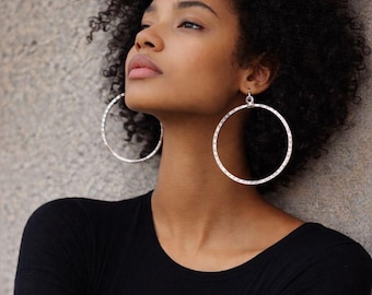 Oversized Silver Hoop Earrings, 925 silver hooks, Minimal Design, Bold Statement Jewelry, Modern Minimal Jewelry, Elegant hoops