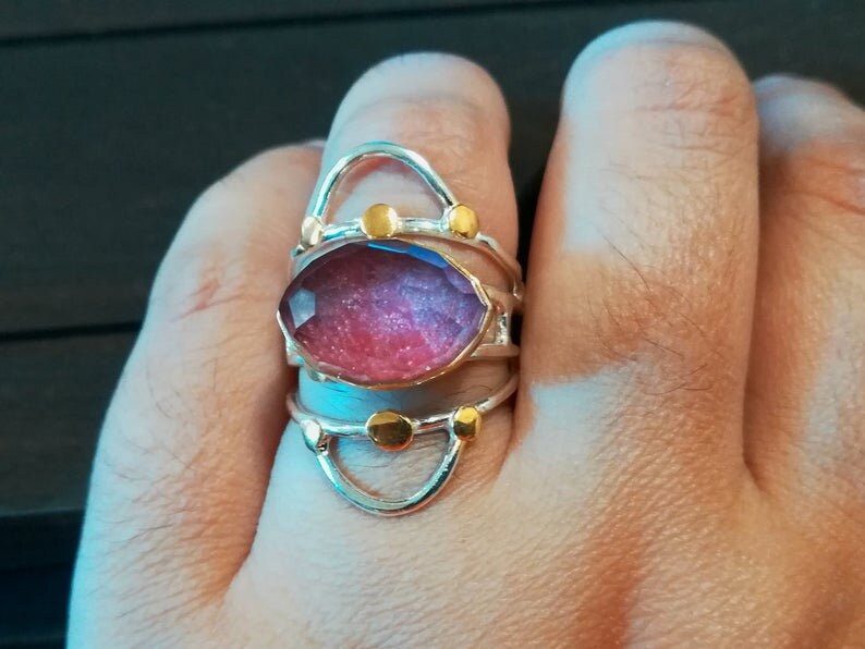 sterling silver ring,gemstone ring Ruby stone ring gift for wife anniversary ring gift for her adjustable silver ring