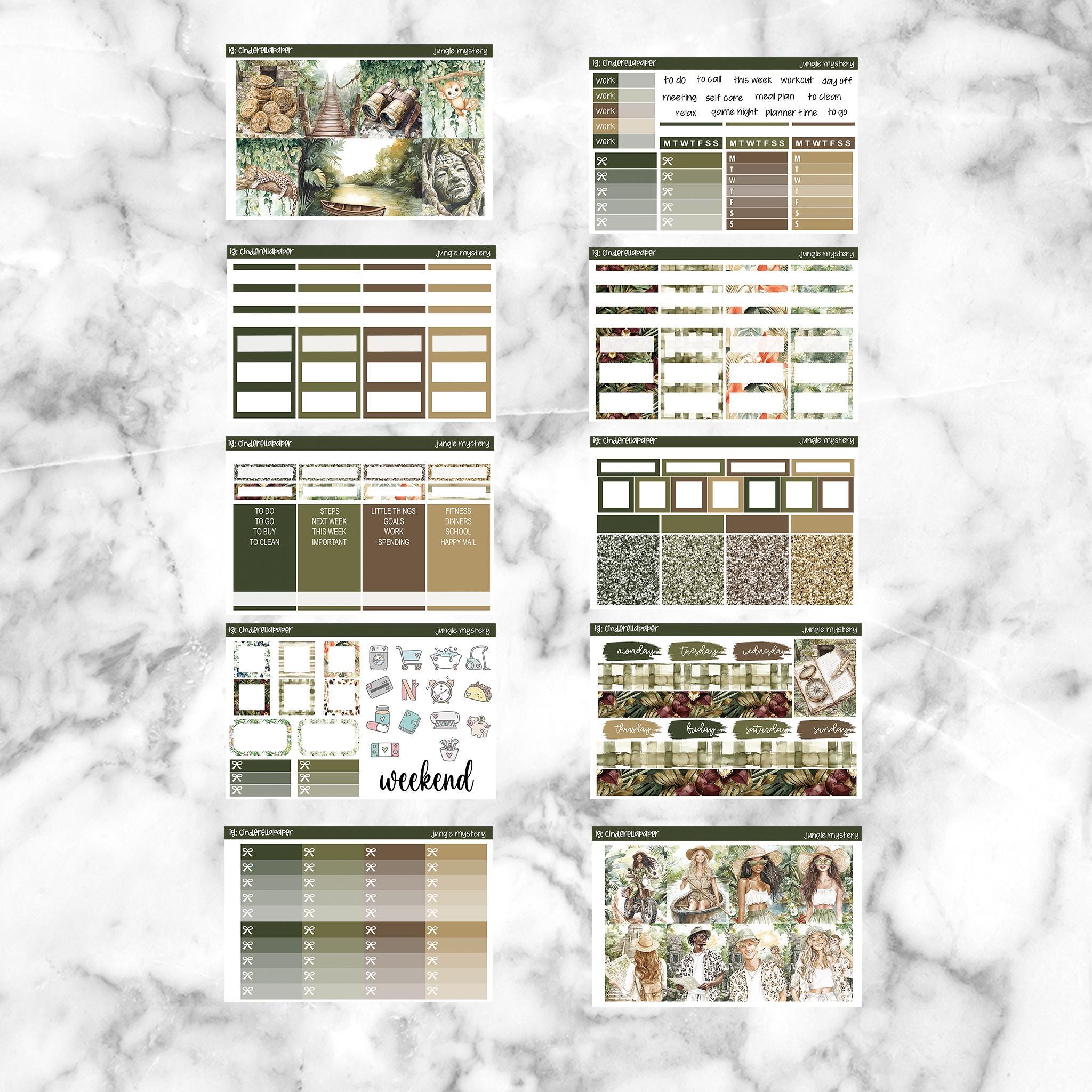 Jungle Mystery Printable Planner Stickers, Weekly Sticker Kit Erin ...