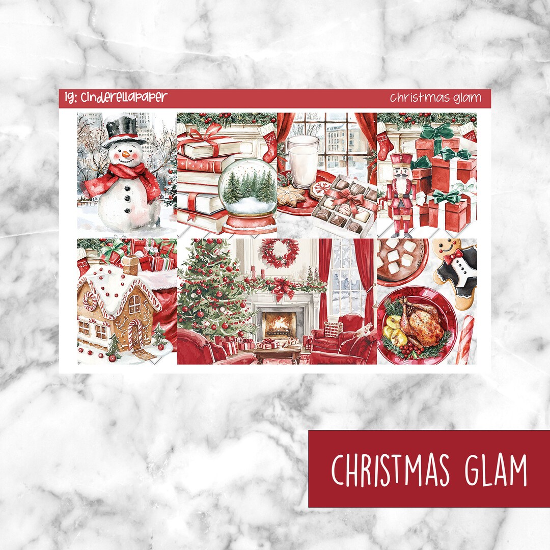 Christmas Glam Printable Planner Stickers, Weekly Sticker Kit Erin ...
