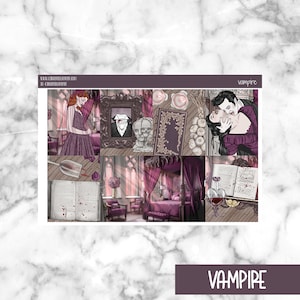 Vampire Printable Planner Stickers, Weekly Sticker Kit  Erin Condren Planner Stickers, Vertical Sticker Kit, Cut File