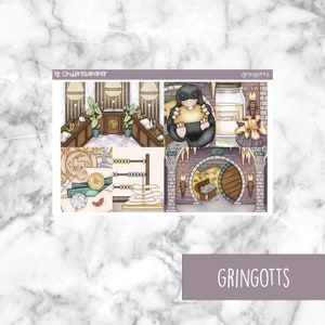 Gringotts Printable Planner Stickers, Weekly Sticker Kit  Erin Condren Planner Stickers, Vertical Sticker Kit, Silhouette Cut File